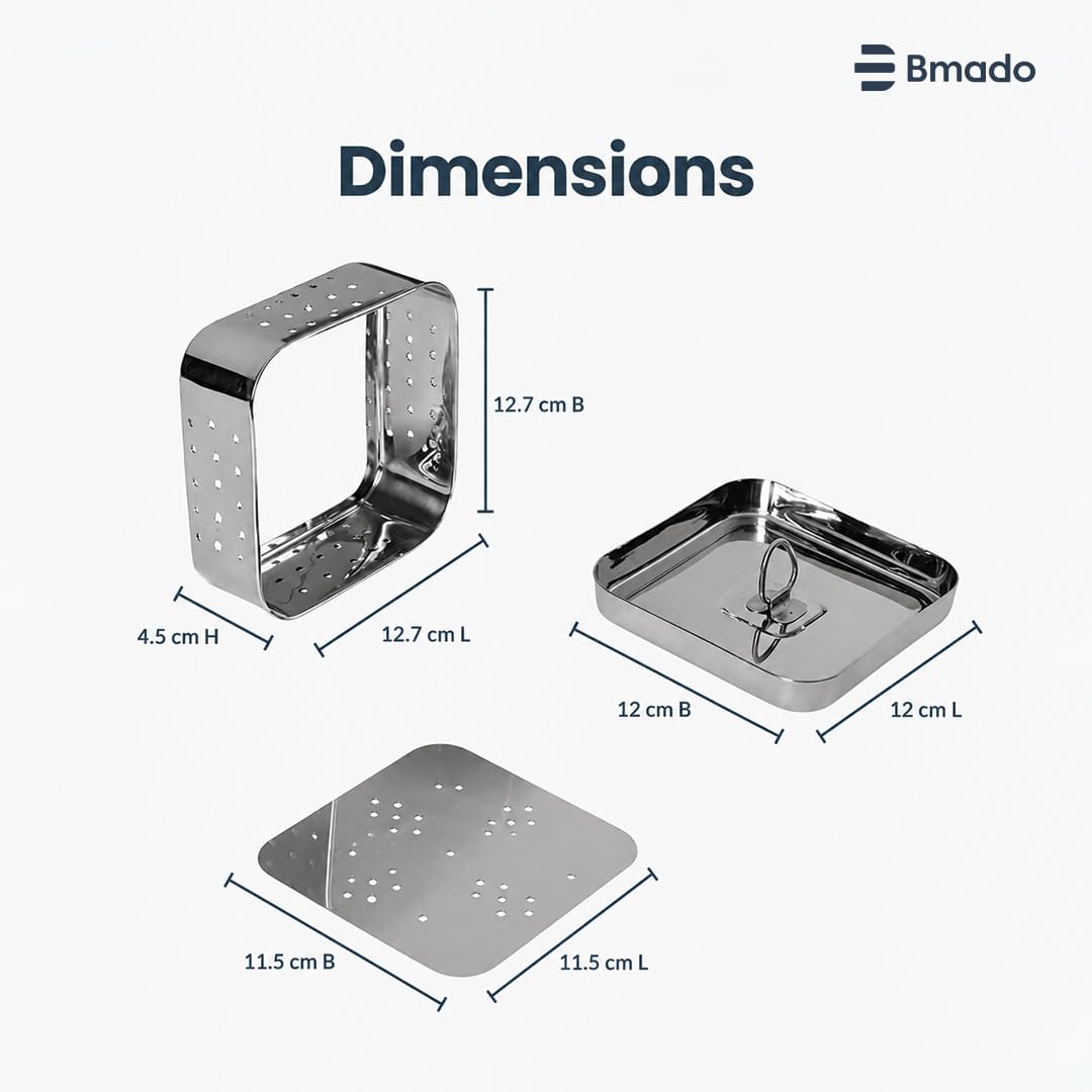 Bmado Stainless Steel Paneer Maker (600 ml) | Square Paneer Mould Press with Lid | Easy Homemade Paneer, Tofu & Cheese Making Tool | Rust Resistant Paneer Strainer | Kitchen Essential