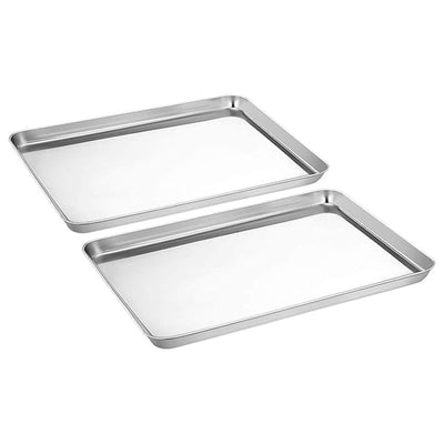 Stainless Steel Serving Tray Set of 2 for Tea Snacks and Cakes