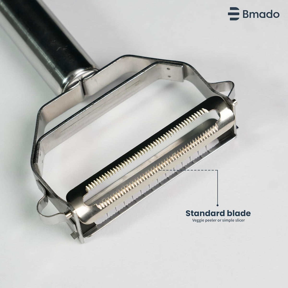 Bmado (Pack of 2) Multi-Function 2-in-1 Fruit & Vegetable Peeler | Stainless Steel Julienne Peeler, Slicer & Grater for Potato, Carrot, Cucumber & More | Silver | 18 L x 8 W x 2.5 H cm