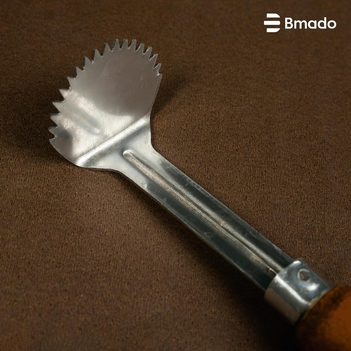 Bmado Wooden Hand Coconut Scraper | Manual Coconut Grater & Shredder with Stainless Steel Blade | Wooden Handle | Nariyal Khurchani | Kai Chirava | Coconut Scraping Tool for Kitchen