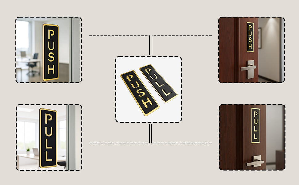 Push Pull Door Sign Acrylic Sticker for Office Shop and Business Entry