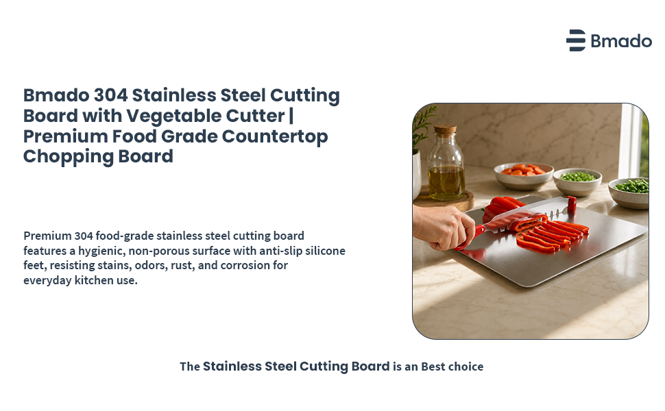 Meta Title: Bmado Stainless Steel Cutting Board with Vegetable Cutter
