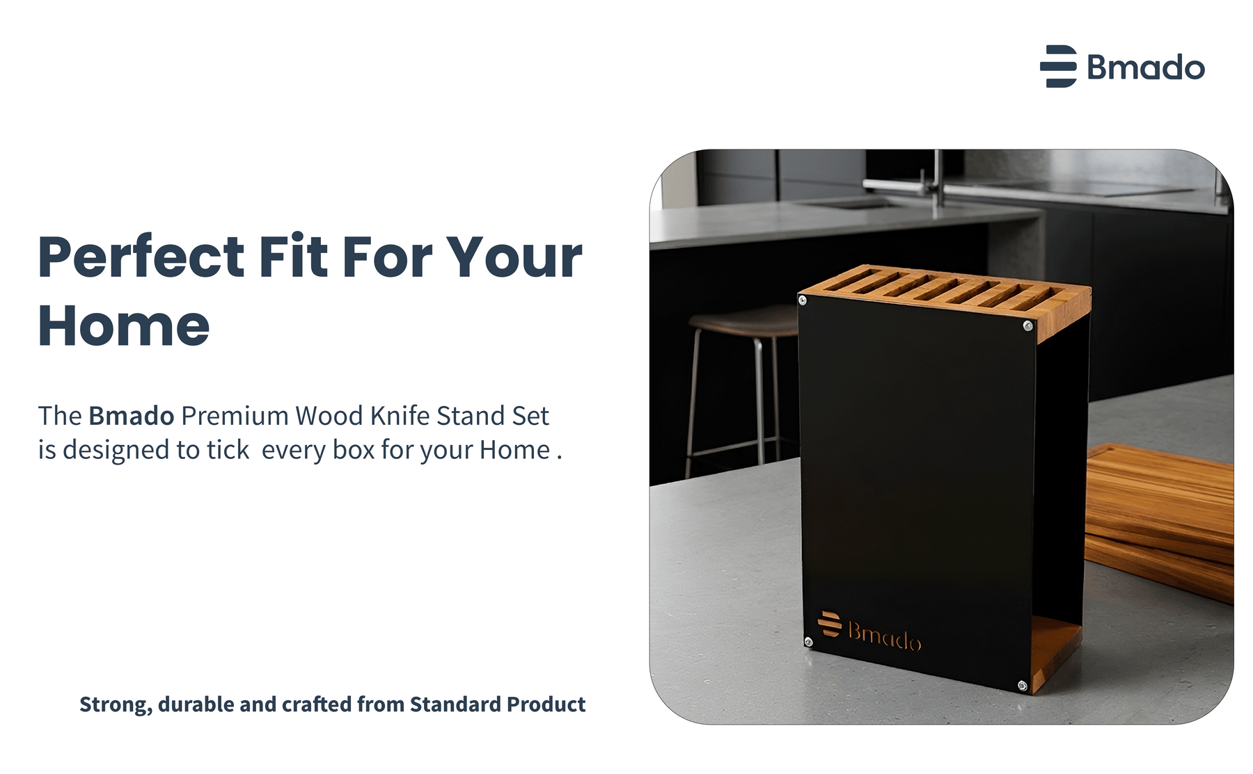 Wooden 7 Slot Knife Stand with Metal Body Modern Kitchen Organizer Rack