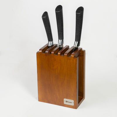 5 Slot Wooden Knife Holder Stand Kitchen Organizer Rack