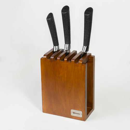 5 Slot Wooden Knife Holder Stand Kitchen Organizer Rack
