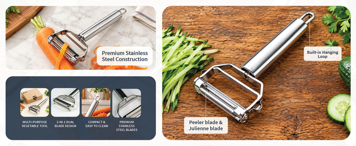 Bmado 2-in-1 Fruit & Vegetable Peeler with Julienne Slicer