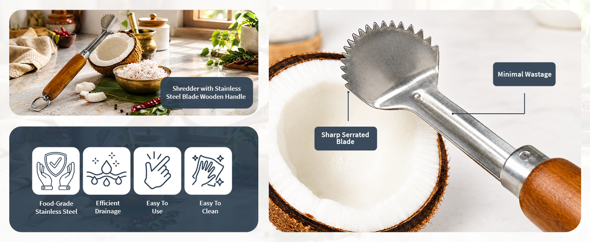 Bmado Wooden Hand Coconut Scraper | Manual Coconut Grater
