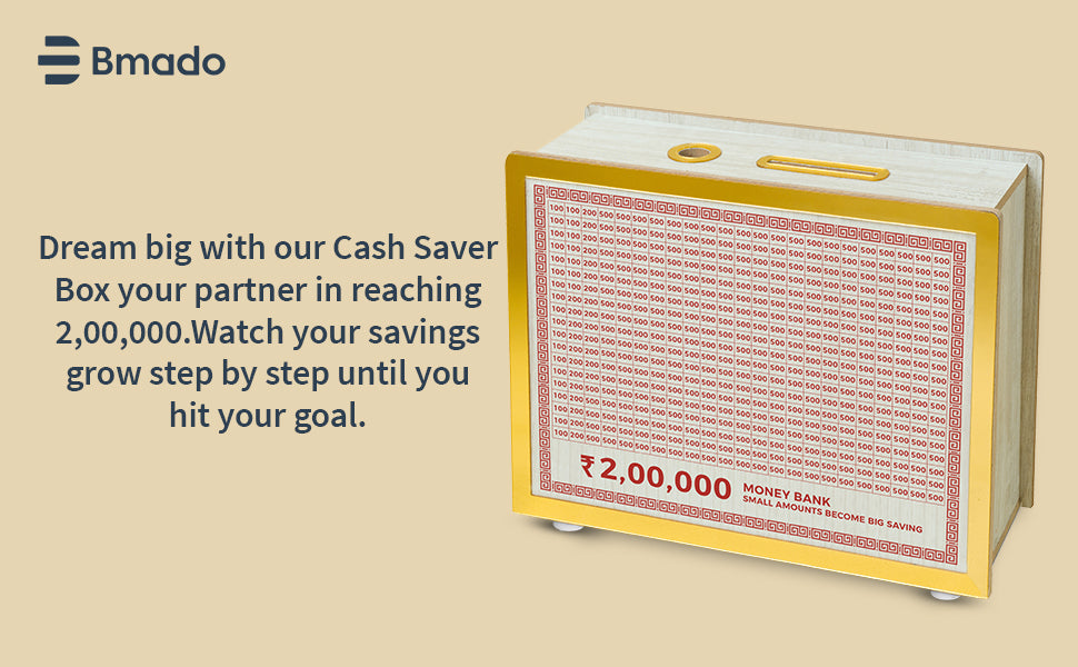 2 Lakh Wooden Money Bank Secure Savings Box for Kids and Adults