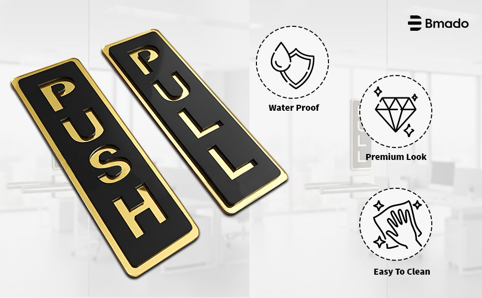 Push Pull Door Sign Acrylic Sticker for Office Shop and Business Entry