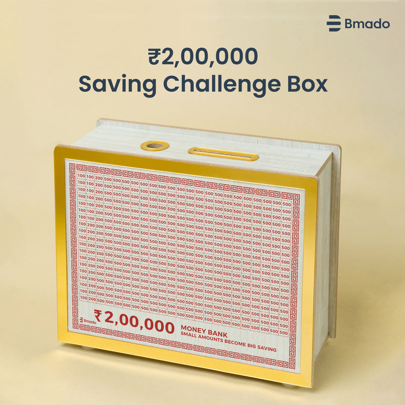 2 Lakh Wooden Money Bank Secure Savings Box for Kids and Adults