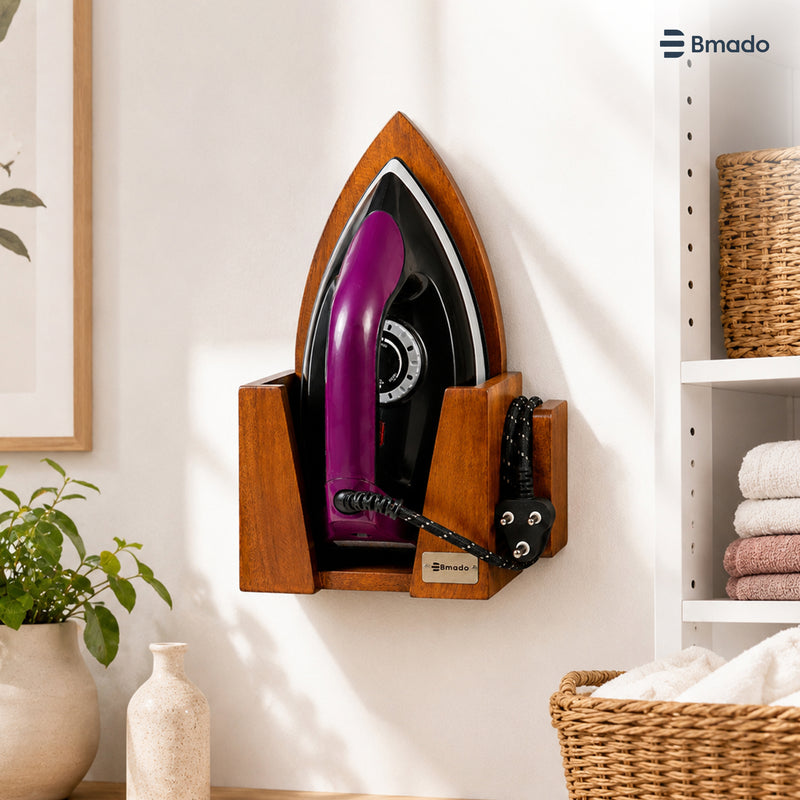 Wooden Iron Press Holder Wall Mounted Storage Stand