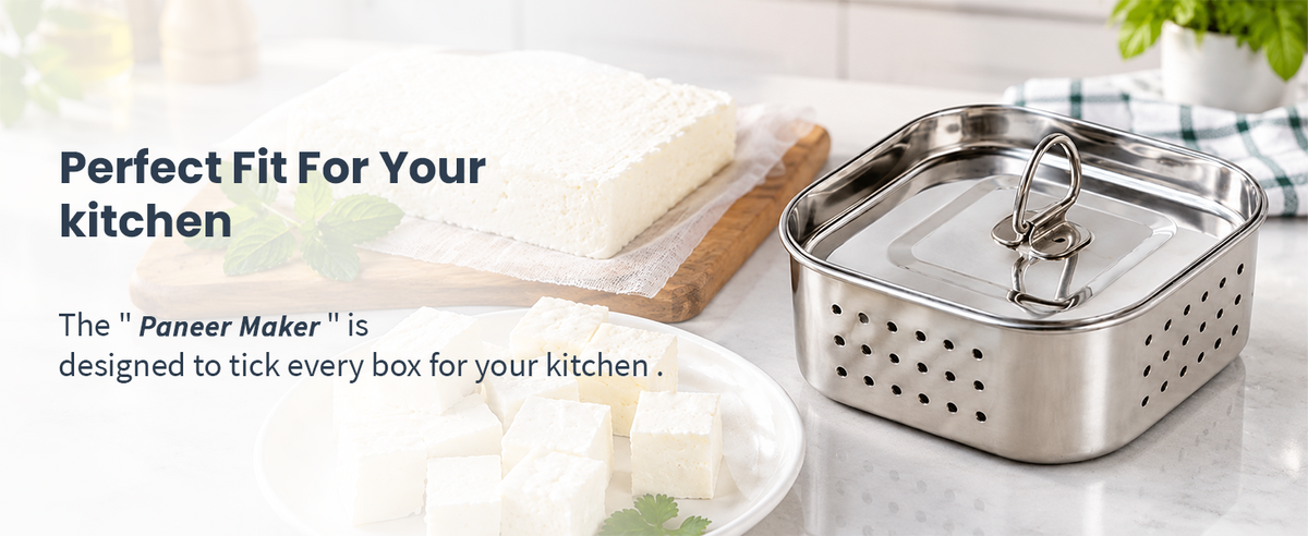 Bmado Stainless Steel Paneer Maker with Lid for Homemade Paneer