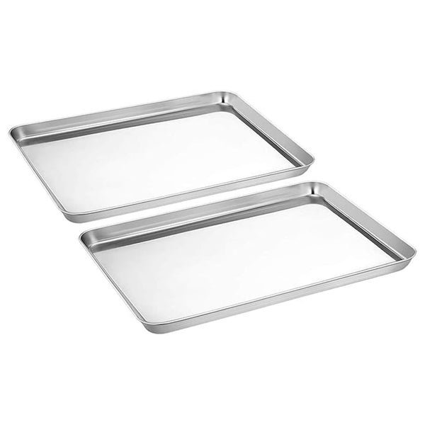 Stainless Steel Serving Tray Set of 2 for Tea Snacks and Cakes
