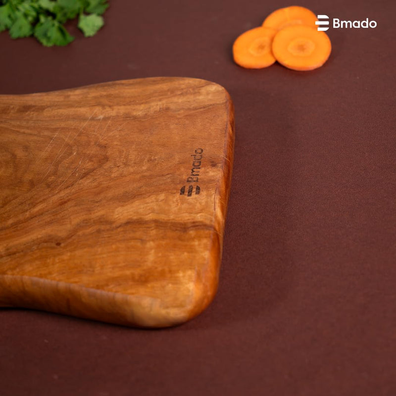 Bmado Premium Single-Piece Solid Wooden Cutting Board with Handle | 1.2 Inch Thick Heavy-Duty Rectangular Chopping Board | Knife-Safe for Vegetables, Meat & Fruits | No Joints One Block Design