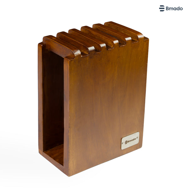 5 Slot Wooden Knife Holder Stand Kitchen Organizer Rack