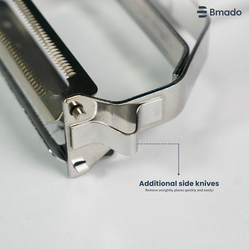 Bmado (Pack of 2) Multi-Function 2-in-1 Fruit & Vegetable Peeler | Stainless Steel Julienne Peeler, Slicer & Grater for Potato, Carrot, Cucumber & More | Silver | 18 L x 8 W x 2.5 H cm