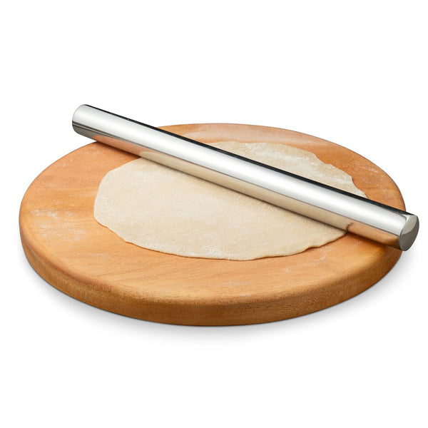 Wooden Chakla Belan Set | 10 Inch Chapati Rolling Board (1 Inch Thick) with 12 Inch Stainless Steel Rolling Pin | Traditional Indian Kitchen Tool for Dough and Flatbread Making