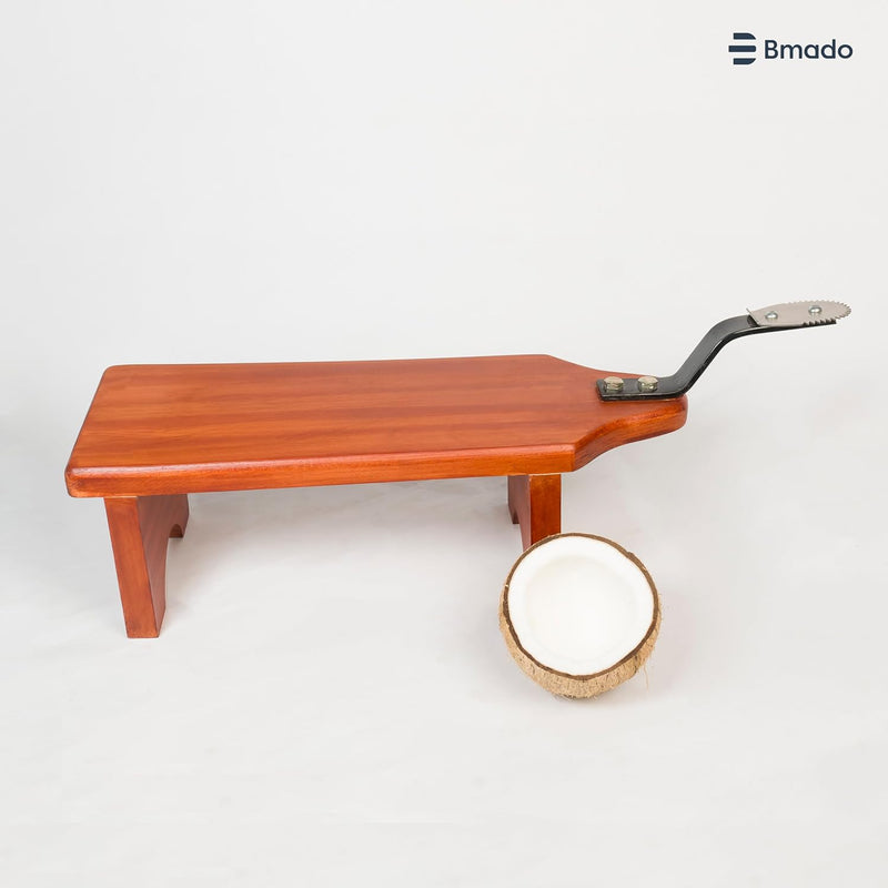 Bmado Traditional Wooden Coconut Scraper Stool Type (Thenga Thuruvi/Chirava) with Sharp Stainless Steel Blade | Strong, Stable & Safe Kitchen Tool for Daily Use