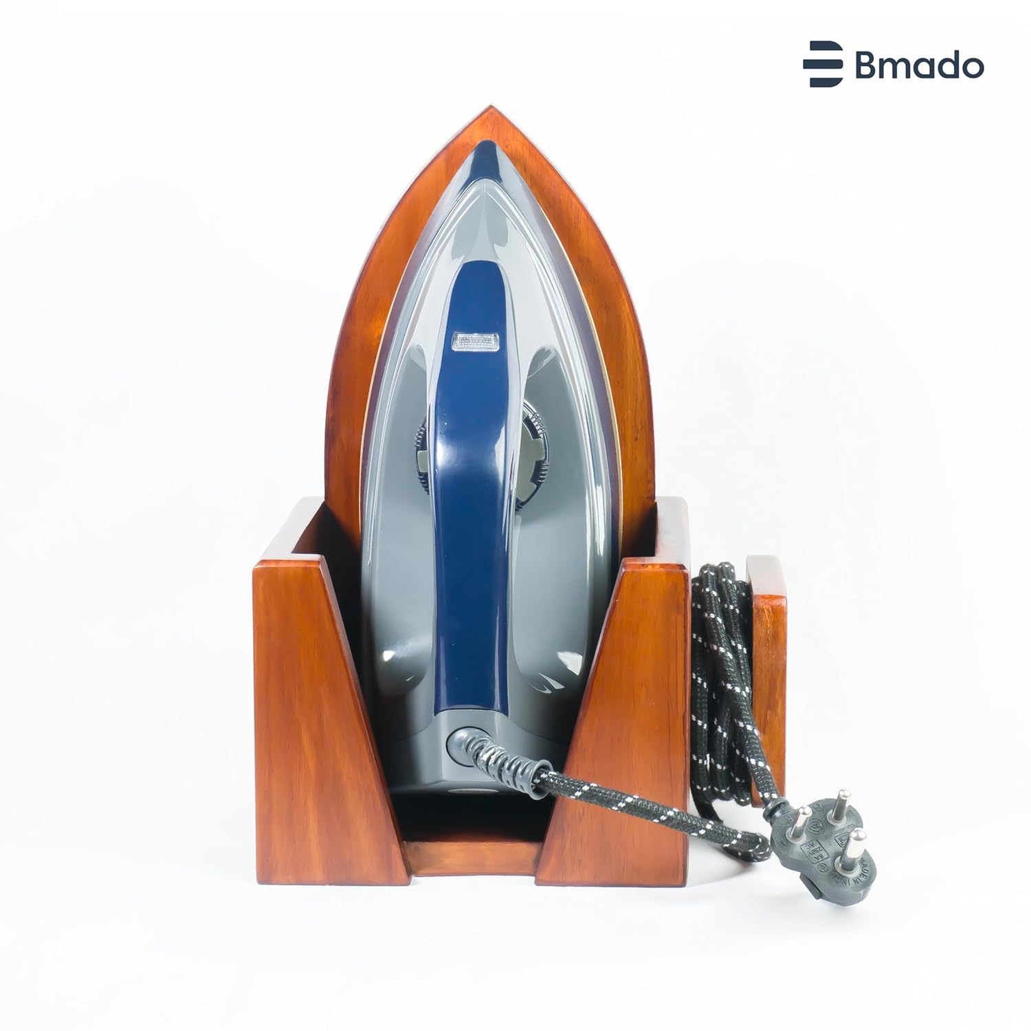 Premium Multi-Purpose Polished Wooden Iron Press Holder | Durable Wooden | Wall-Mounted Iron Stand with Cable Organizer | Durable Wooden Holder for Laundry Room