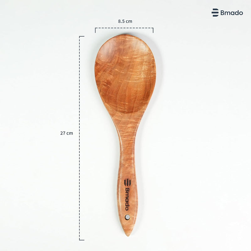 Bmado Wooden Kitchen Tool Set of 5 | Compact Flip, Spatula, Ladle & Cooking Utensils for Dosa, Roti, Chapati & Everyday Cooking | Naturally Non-Stick | No Harmful Polish | Handmade Wooden Tools