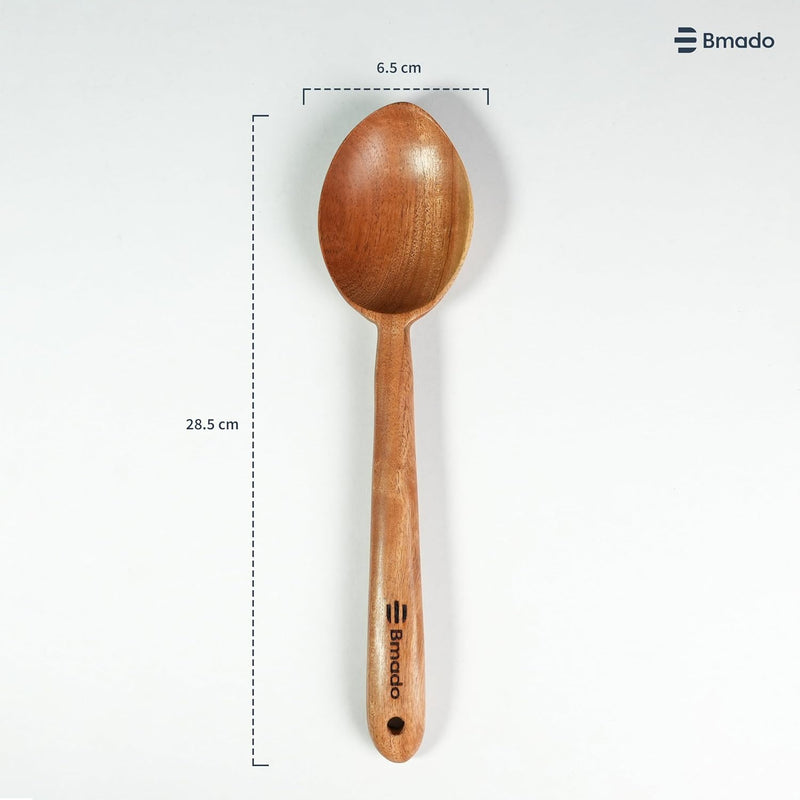 Bmado Wooden Kitchen Tool Set of 5 | Compact Flip, Spatula, Ladle & Cooking Utensils for Dosa, Roti, Chapati & Everyday Cooking | Naturally Non-Stick | No Harmful Polish | Handmade Wooden Tools