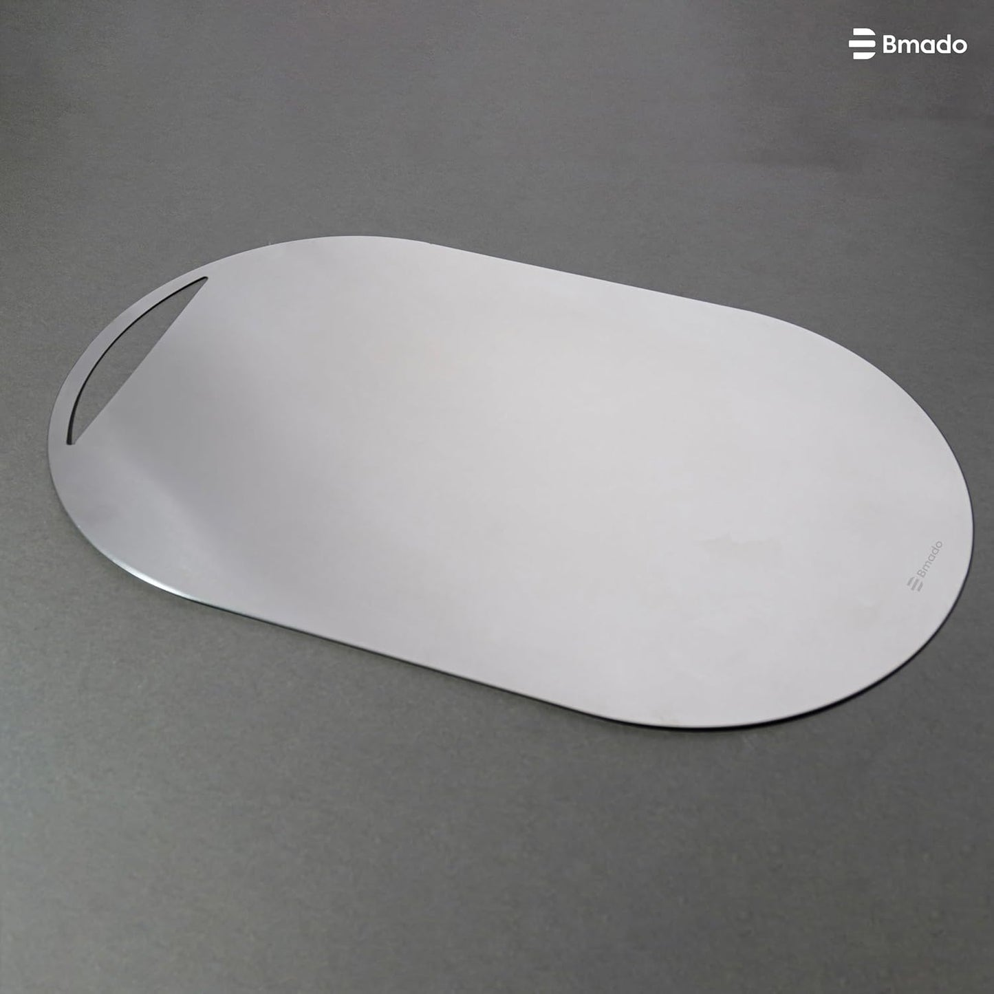 Heavy Duty Stainless Steel Chopping Board | Oval Shape (42 cm x 25 cm) | Rust-Resistant & Dishwasher Safe Cutting Board for Kitchen | Ideal for Vegetables, Fruits & Meat | (650g)