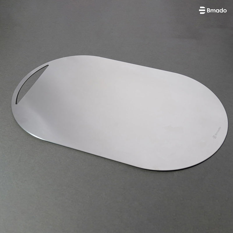 Heavy Duty Stainless Steel Chopping Board | Oval Shape (42 cm x 25 cm) | Rust-Resistant & Dishwasher Safe Cutting Board for Kitchen | Ideal for Vegetables, Fruits & Meat | (650g)