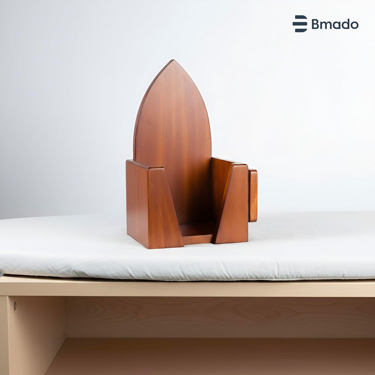 Premium Multi-Purpose Polished Wooden Iron Press Holder | Durable Wooden | Wall-Mounted Iron Stand with Cable Organizer | Durable Wooden Holder for Laundry Room