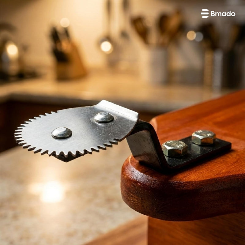 Bmado Traditional Wooden Coconut Scraper Stool Type (Thenga Thuruvi/Chirava) with Sharp Stainless Steel Blade | Strong, Stable & Safe Kitchen Tool for Daily Use