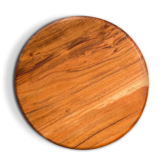 Bamdo Thick Round Wooden Chopping Board: Multipurpose Non-Slip Kitchen Accessory for Pastry and Charcuterie - Large Size for Effortless Cutting and Presentation