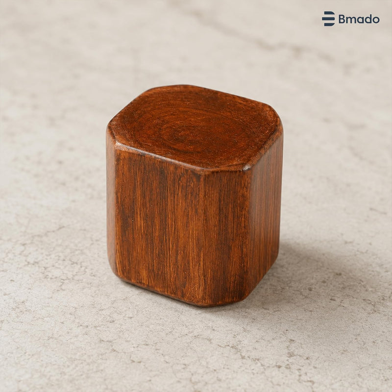 Bmado Wooden Paperweight (5.5 x 5.5 cm) | Handmade Solid Wood Paper Weight, Natural Wood Grain Texture, Desk Accessory, Home & Office Decor, Study Table Accessory, Gift Item - Brown
