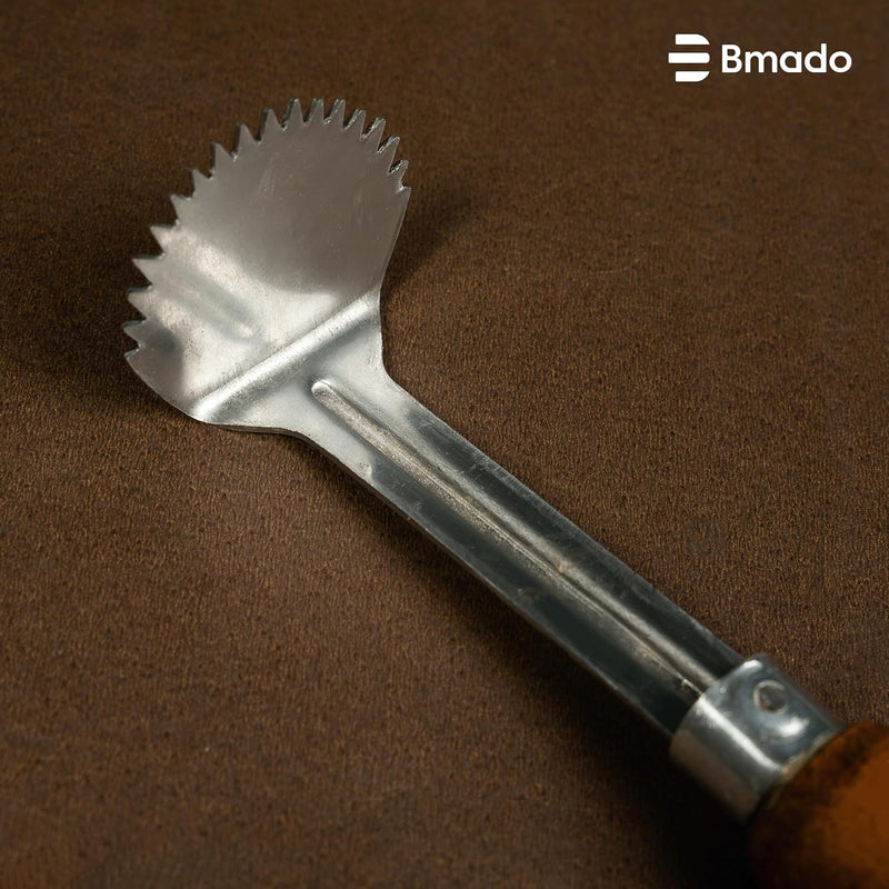 Bmado Wooden Hand Coconut Scraper | Manual Coconut Grater & Shredder with Stainless Steel Blade | Wooden Handle | Nariyal Khurchani | Kai Chirava | Coconut Scraping Tool for Kitchen