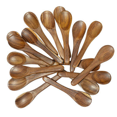 Bmado Traditional Wooden Spoons [Set of 18, 4.5 Inch] – Durable Small Wooden Spoons for Tea, Coffee, Ice Cream, Sugar, Condiments & Spices | Handcrafted Indian, Reusable Kitchen Tools
