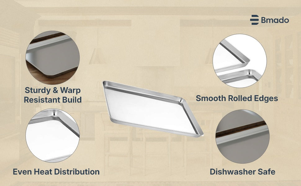 Stainless Steel Serving Tray for Snacks Tea Cakes Kitchen and Restaurant Use