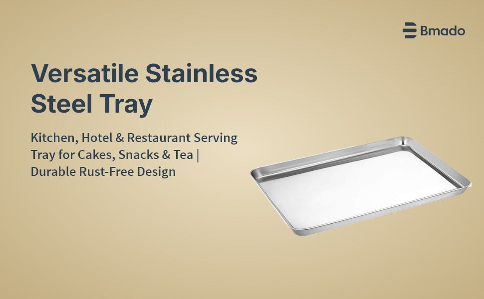 Stainless Steel Serving Tray for Snacks Tea Cakes Kitchen and Restaurant Use