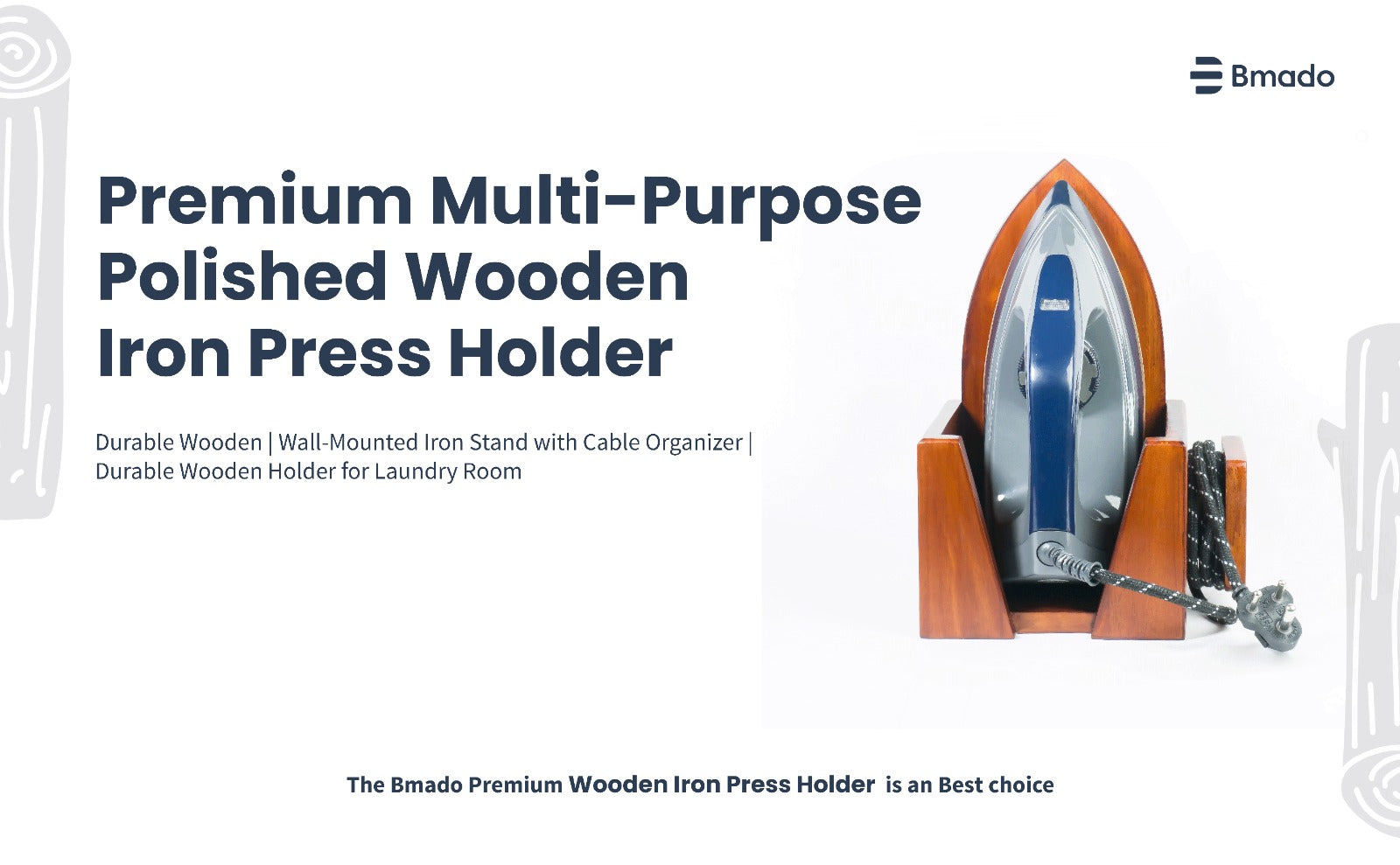 Wooden Iron Press Holder Wall Mounted Storage Stand