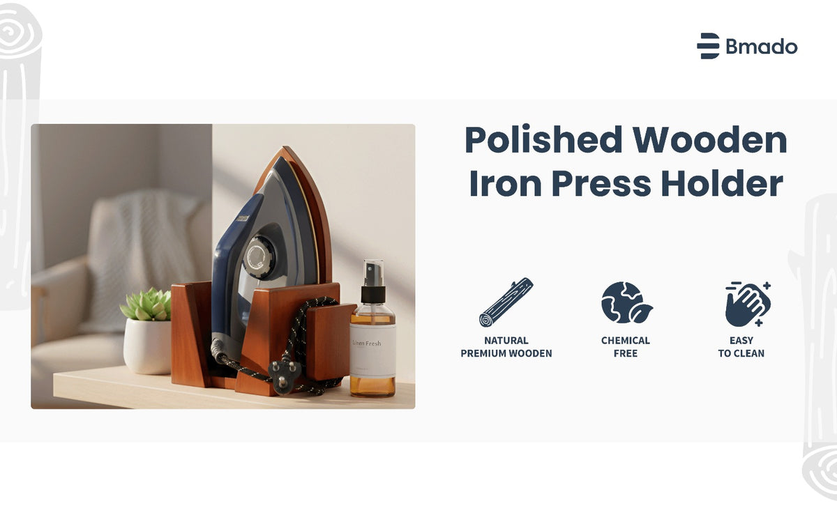 Wooden Iron Press Holder Wall Mounted Storage Stand