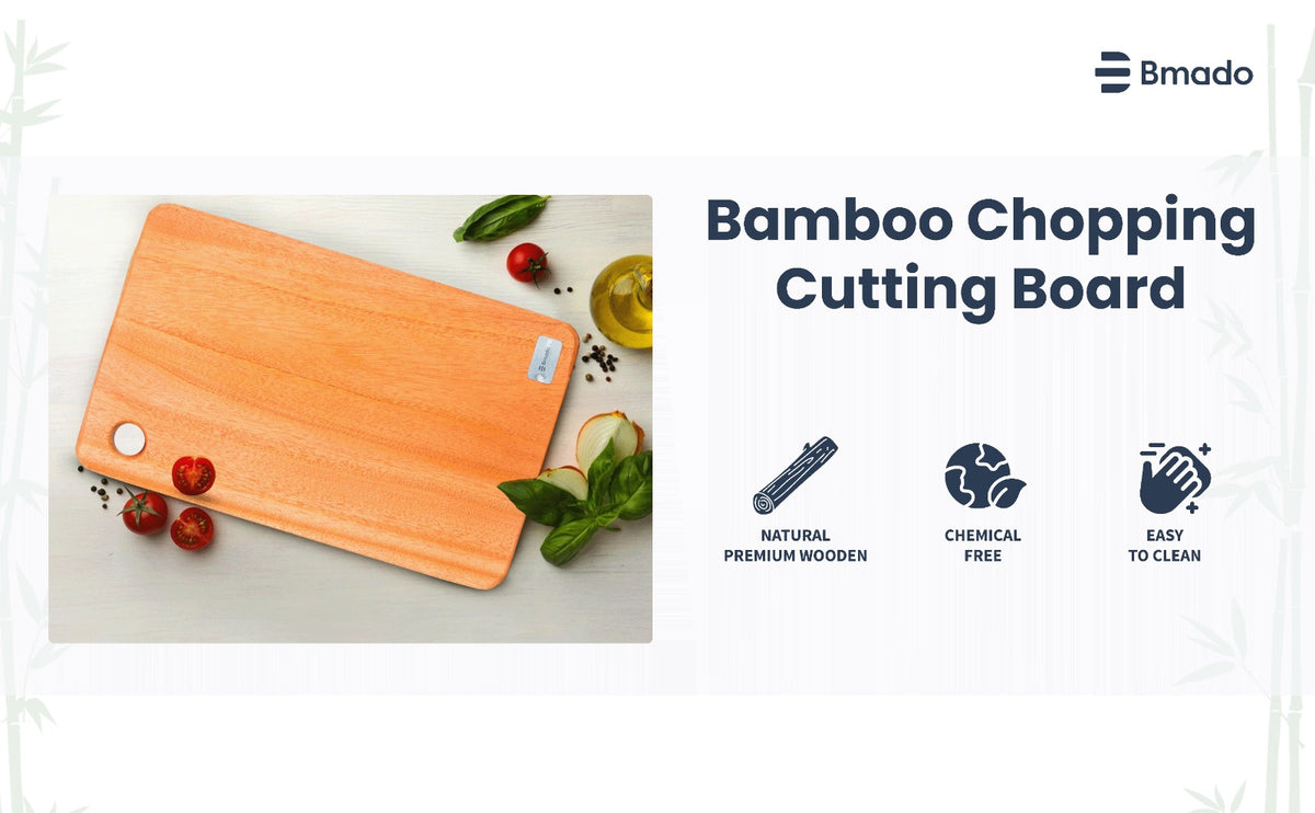 Bamboo Chopping Cutting Board for Vegetables Meat Fruits Cheese and Kitchen Preparation