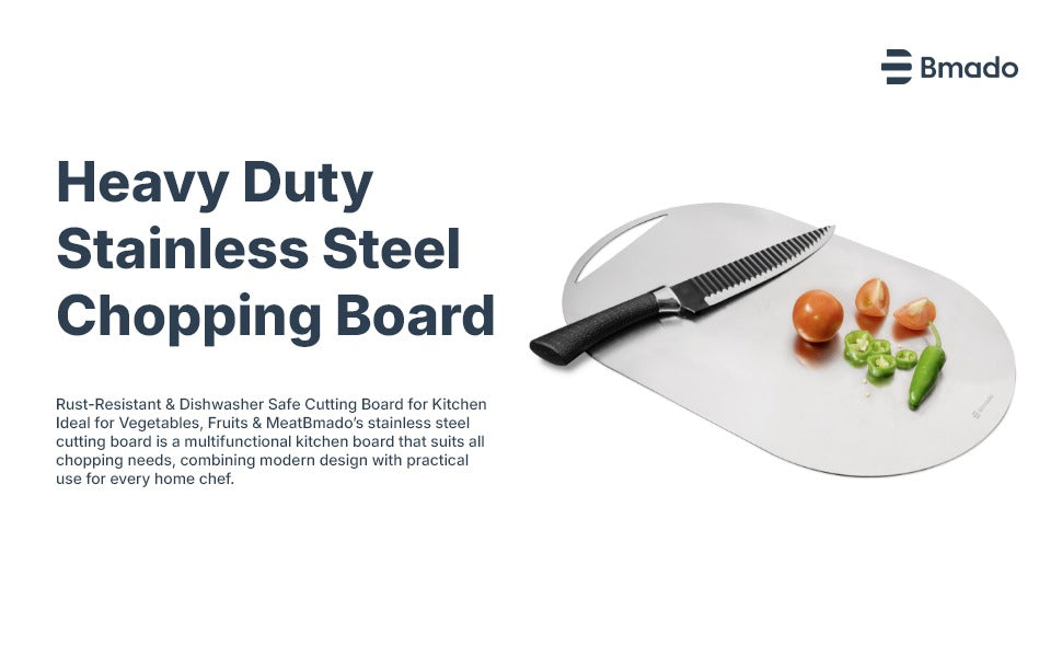 Heavy Duty Stainless Steel Oval Chopping Board for Vegetables Fruits and Meat