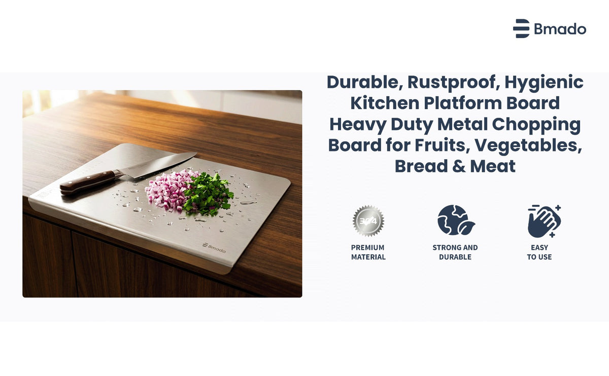 Stainless Steel Cutting Board Heavy Duty Kitchen Chopping Board Safe