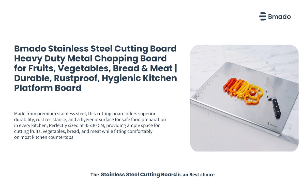 Stainless Steel Cutting Board Heavy Duty Kitchen Chopping Board Safe